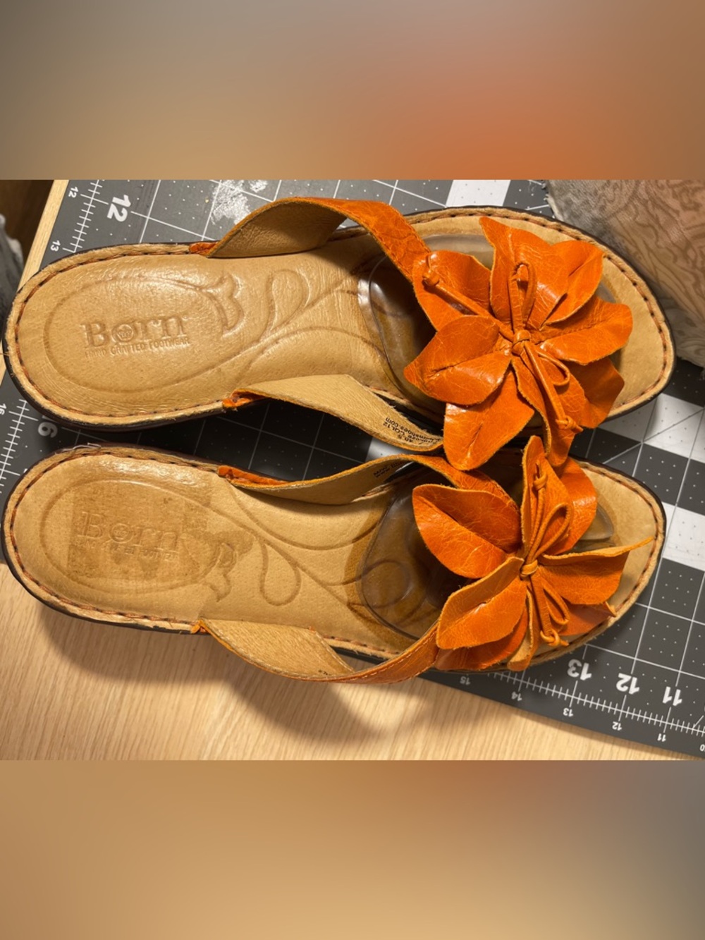 Born Orange Floral Slip-On Sandals for Women